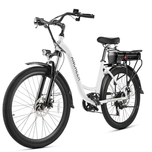 ANCHEER Electric Bike for Adults, 48V 500Wh EBike, UP to 60 Miles, Removable Battery, Fast-Charge, 26' Commuter Electric Bicycles, 7-Speed, LCD Digital Display, Suspension Fork, Cruise Control, UL2849