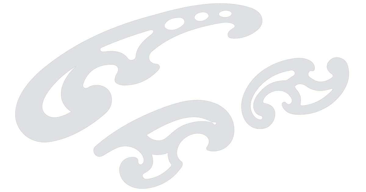 Liquidraw® French Curve Set of 3 Rulers CLEAR/ORANGE Technical Drawing Stencil Templates French Curves (Clear)