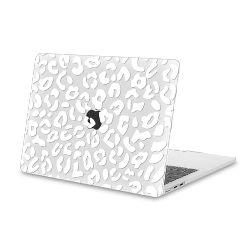 MOSISO Custodia Compatibile con MacBook Air 13 Cover M5 M4 M3 M2 2026 2025 2024-2022 A3449 A3240 A3113 A2681, Finitura Opaca Effetto Leopardo Case per MacBook Air 13,6'' display Liquid Retina, Bianco
