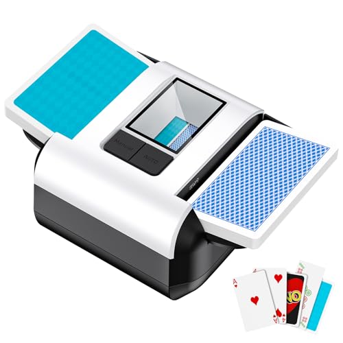 Gelabur Automatic Card Shuffler Rechargeable card shuffler Machine for 1-2 Decks Low Noise Dual mode electric card shuffler for UNO Texas Holdem Blackjack Skip-Bo Phase 10