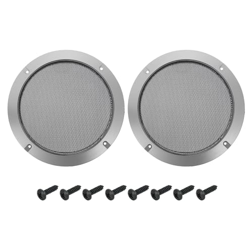 sourcing map 2 Pcs 6.5inch Black Speaker Grill Mesh Metal Woofer Guard Protector Dust Cover Iron Gray Decorative Circle ABS Frame with Screws for Home Audio Car Speaker Replacement