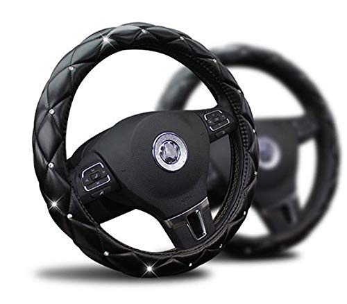 Amazon カーハンドルカバー ステアリングカバー クリスタル飾り キラキラ ファッション おしゃれ 可愛い ゴージャス ベンツアウディ 通用 ハンドルカバー 車 バイク