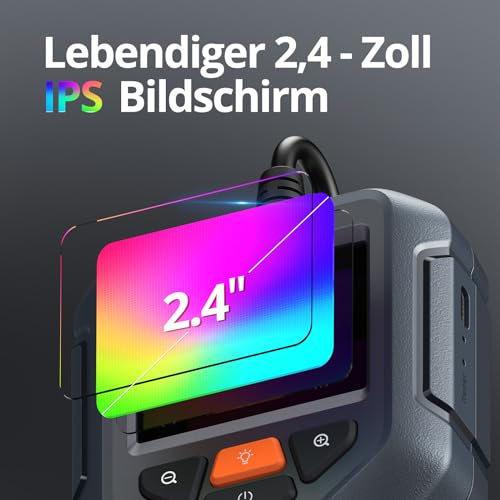 DEPSTECH Endoskopkamera mit Licht, 1080P HD Inspektionskamera Livebild mit 2X Zoom 2.4 Zoll IPS...