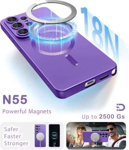 Image of DIZORO Samsung S26 Ultra Case, Compatible with Mag Safe Back Cover, Matte Luxury Metallic Luster Flexible TPU Wireless Charging Shockproof Case with Camera Protector (Metallic Violet)
