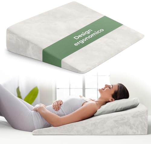 WELL B4 Cuscino antireflusso adulto da Lettura con Memory Foam - sollevatore ergonomico, a cuneo per letto e divano per gambe e Schiena, cuscino neonato, cuscino reflusso gastroesofageo
