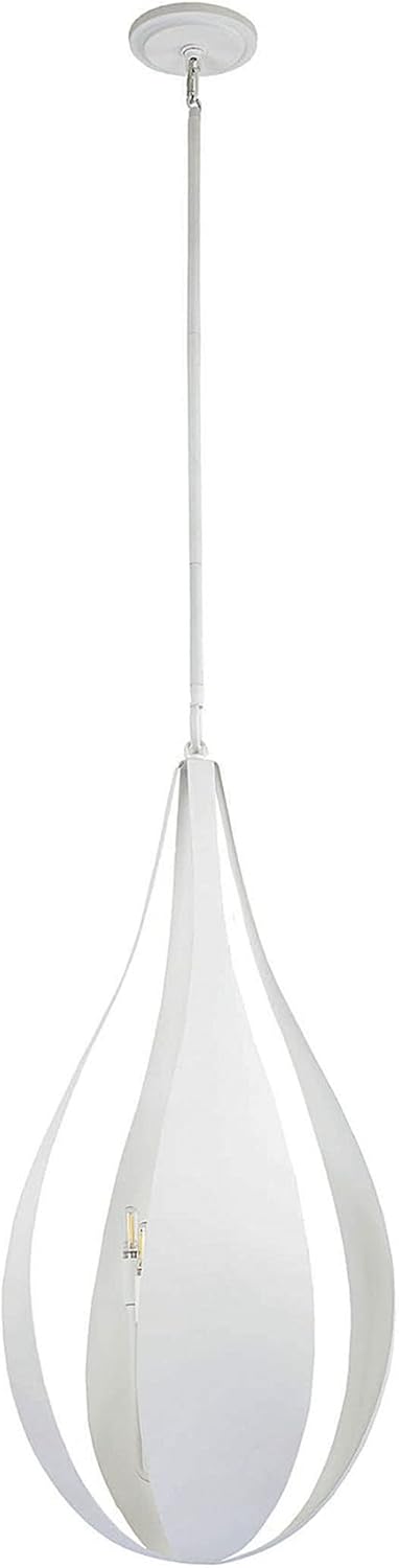 Savoy House 3-4391-6-47 Bali Vintage Mid-Century Modern Painted Metal Raindrop Pendant, 6-Light 360 Total Watts, 36" H x 16" W, White Cashmere