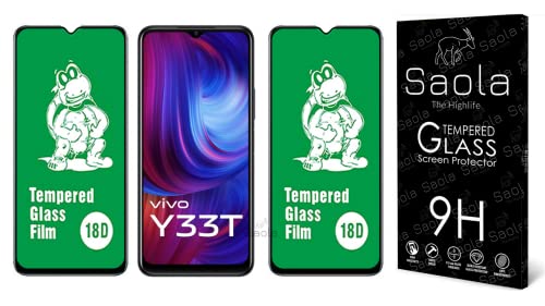 Image of Saola 18D Tempered Glass With Inbuilt AirBag Borders For Vivo Y33T (Pack Of 2) with Free Installation Kit. Full screen Coverage - 6.58 inch
