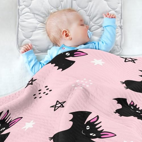 Burbuja Black Bats Baby Blanket for Boys Girls, Nursery Soft Warm Swaddling Receiving Baby Blankets, 30x40 in Toddler Blanket4