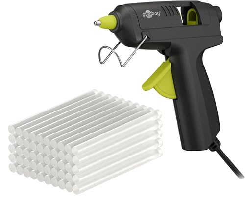goobay Heißklebepistole 20W inkl. 50 Klebesticks - für 7mm Sticks, 1m Kabel, schnelle Aufheizzeit 3-4 min, Reparaturen oder DYI, vielseitig einsetzbar für Keramik, Holz, Metall, Leder - 77825