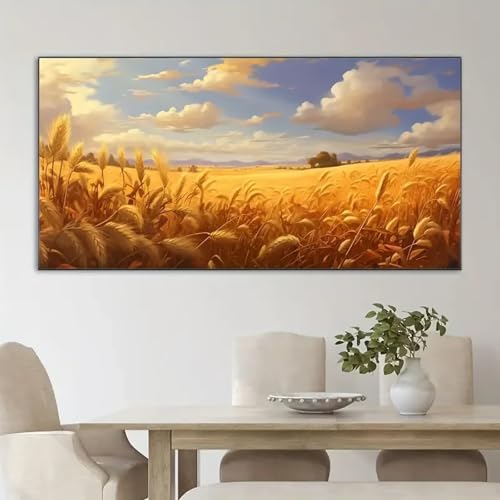 Tableau moderne champs de blé ruraux de qualité premium, grand cadre - 2