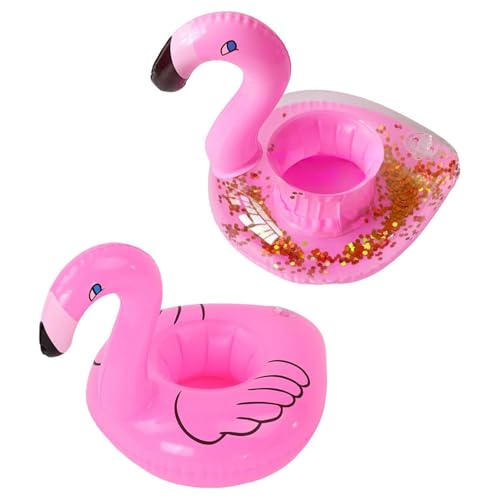 GTYHH 2 Pezzi Porta di Tazza Gonfiabile in Fenicottero, Giocattoli per Acqua Gonfiabile, Supporti per La Tazza di Animali, Sottobicchieri di Nuoto in Piscina, Tazze Mobili da Bevande.