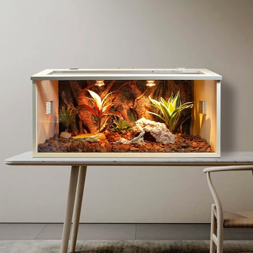 Prolee Bearded Dragon Tank 30 Gallon, Reptile Enclosure, Snake Tank, Reptile Terrarium, Built-in Light Fixtures with Switch, 32" L x 16" H x 16" D, 2024 Newest Upgrade