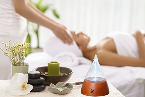 UONE Essential Oil Diffuser for Aroma Nebulizing, Waterless Aromatherapy Nebulizer - with Touch Button, Timer and 7 Color Changing LED lights, No Heat, No Water, No Plastic - Handmade Wood and Glass