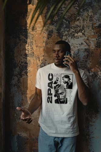 Camiseta 2Pac Tupac Shakur Photos Quote Adult Tan Manga Curta Anos