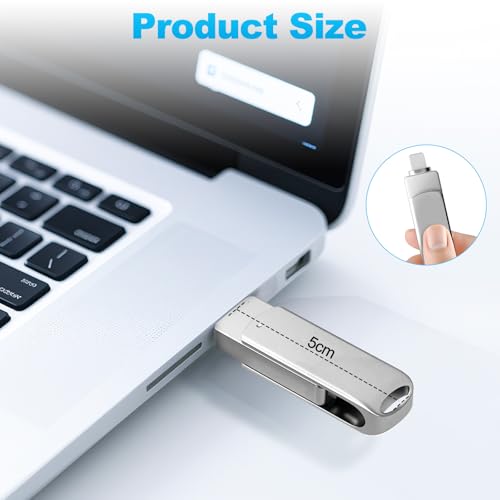 Lizoak 128GB USB C Stick, 3-in-1 USB 3.0 Flash-Laufwerk, Keine App, 20Mb/s Lesen&Schreiben, Externer Speicher für Fotos und Videos, für iPhone/iPad/Android/PC/Mac, mit C zu A Adapter