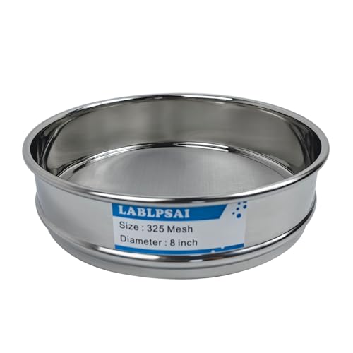 LABLPSAI 325 Mesh Lab Sieves 8" Diameter 304 Stainless Steel Wire Cloth Test Sieve for Industrial Laboratory Home