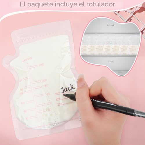Miniatura 5 de Yarvpuv 120 Bolsas De Leche Materna Para Congelar, 250 Ml, Diseño A Prueba De Fugas Con Doble Cierre, Sin Bpa, Preesterilizadas, Ideales Para Almacenamiento, Congelación Y Descongelación