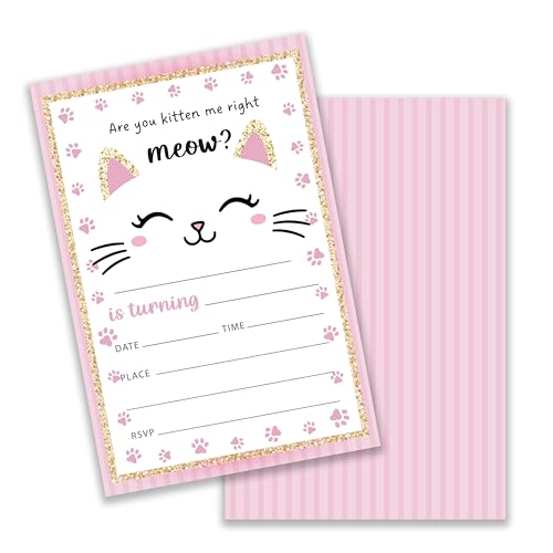 KGHYT "Are You Kitten Me Right Meow? Funny Cat Birthday Invites