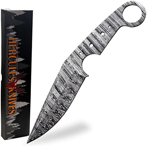 Hercules Knives Custom Hand Forged Damascus Steel Blank Blade Tactical Hunting Knife Camping Blade Damascus Blade Billet Handmade Knife Making Supply