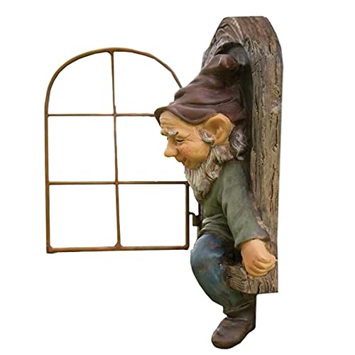 Jardim Peeker Yard Art Gnomo, Estátua de Gnomo de Jardim, Impermeável e Resistente a UV Escultura Hu