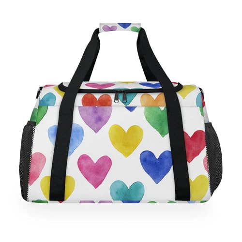 Love Watercolor Colorful Travel Duffel Bag Weekender Overnight Bags for Women Men Foldable Waterproof Tote Bag with Trolley Sleeve