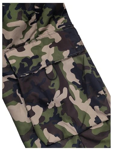 OYOANGLE Men's Camo Print Baggy Cargo Pants Elastic Drawstring Waist Wide Leg Trousers Streetwear3