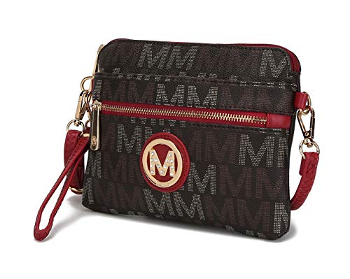 Bolsa tiracolo Mia K. Collection para mulheres, bolsa de couro PU – Bolsa pequena com zíper, Vermelho, Small