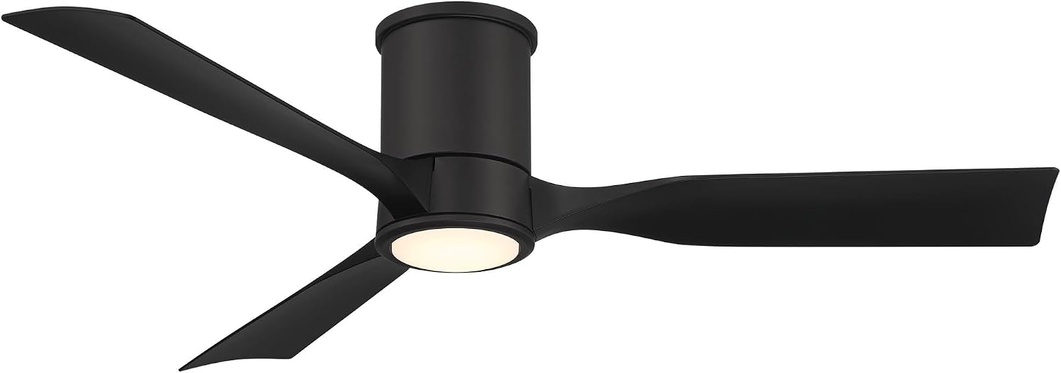 Casa Vieja 56" Keel Modern Indoor Outdoor Ceiling Fan 3 Blade LED Light Remote Control Matte Black Finish Blades Bedroom Patio Living Room Kitchen Porch Hugger Damp Rated Flush Mount Garage Exterior