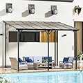 oneinmil 10 x 14FT Hardtop Gazebo for Patio, Outdoor Aluminum Wall-Mounted Gazebo Pergola with Sloped Roof, Heavy Duty Awnings for Patio Covers, Backyard, Deck, Garden