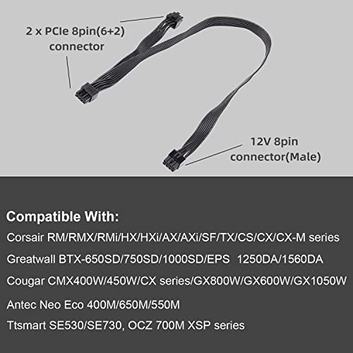 ATX GPU 8 pin maschio a doppio PCIe 8pin (6+2) maschio adattatore di alimentazione solo per Corsair Modular Power Supply 25 "+9" (63 cm+23 cm) - Alimentatore - Immagine 2