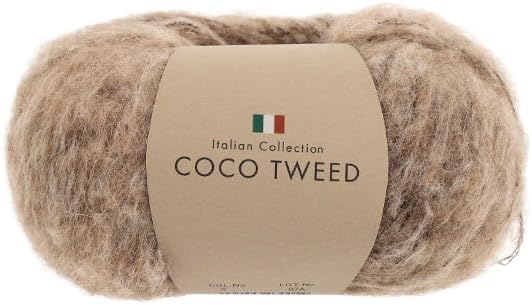 ユザワヤ Yuzawaya Coco Tweed Yarn, Light Bulky Weight, 46% Alpaca 36% Nylon 15% Viscose 3% Polyester, Made in Italy, 1 Skein (50g), 136 Yards (125m), Color 3 - Italian Collection