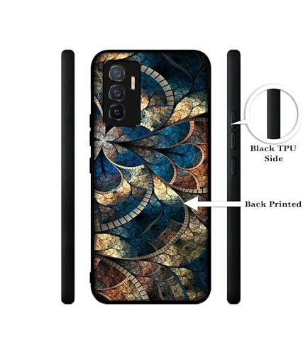 Image of Fractional Pattern Design Premium 2D Printed Metal Back Case Cover for Vivo V23E 5G / Y75 4G