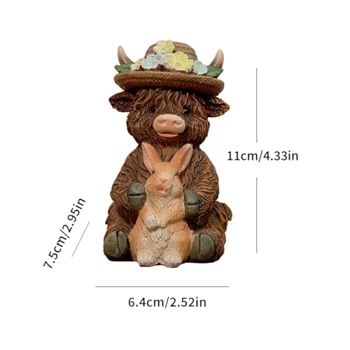 Statuette de vache en résine réaliste décoration maison de Pâques