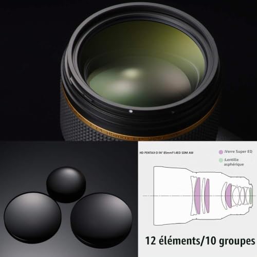 HD PENTAX-D FA 85mmF1.4ED SDM Nouvelle Génération d'Optique Haut de Gamme, Série Star Technologie de Traitement pour des Images Extra Nette, à Fort Contraste sans Rendu Fantôme