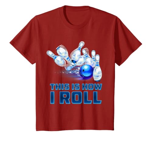 This is How I Roll Bowling T-Shirt, Youth, Cranberry Red, 3T
