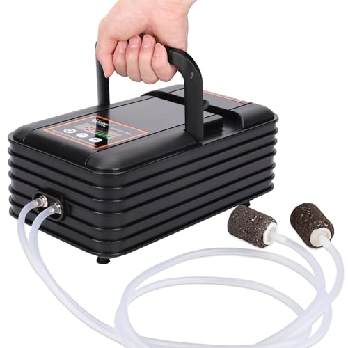 Image of hygger IPX6 Rechargeable Aquarium Pond Air Pump, Powerful Quiet Tank Air Pump with Hose Air Stone Check Valve Adjustable Flow Diverter Valve for Fishing Yacht /Power Outages /Hydroponic