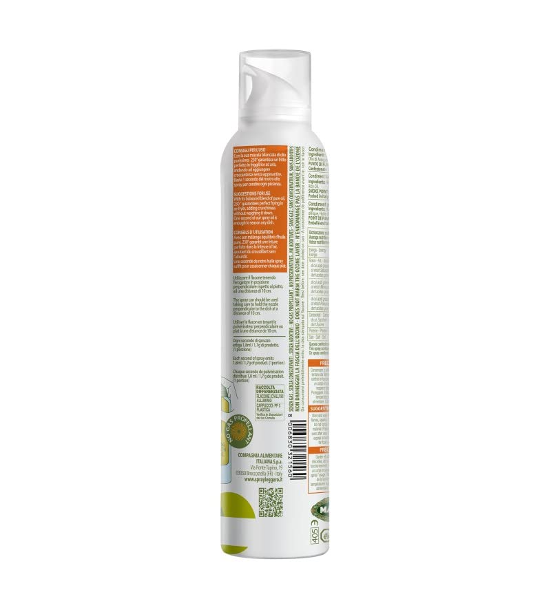 3x Fratelli Mantova Olio Friggi Leggero 230°,Luftfritteusen Öl,200ml Sprühöl + Italian Gourmet Polpa di Pomodoro 400g Dose