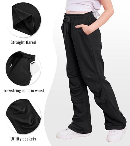 Girls Sweatpants Pants Wide Leg Flare Pants Teen Kids Elastic Casual Trousers with Pocket Size 6-132