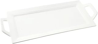 Whittier Embossed 12" Rectangular Handled Platter, Set of 2, White