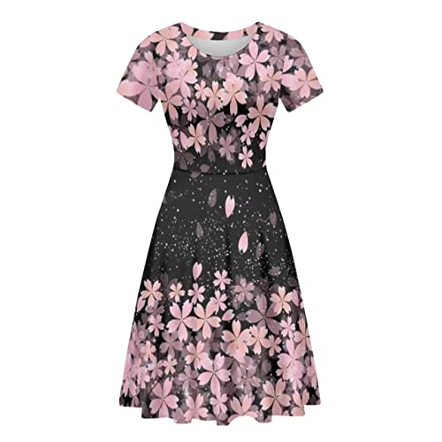 Image of Biyejit Women's Summer Casual Short Sleeve T-Shirt Swing Dress Crew Neck Plus Size S-4XL