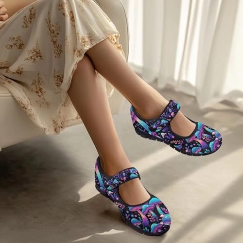 Jeiento Slip On Mushroom Pattern Mary Jane Flats Ballet Flats Shoes for Women Casual Dress Shoes4