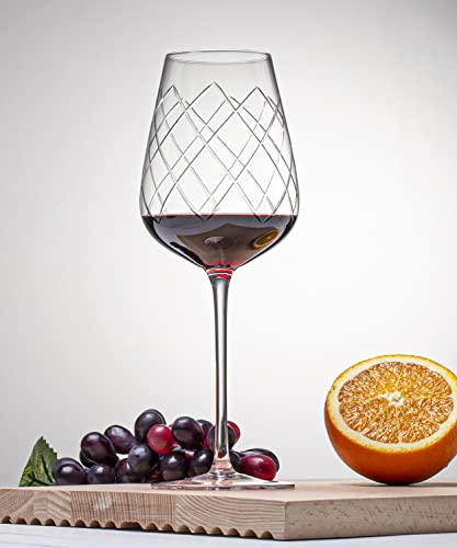 Engraved Crystal Wine Glasses Set Of 6 - Wine Glasses With Long Stem,17Oz Hand Blown Engraved Design Wine Glasses.perfect For Redwhite Wine,Unique Wedding/Birthday Wine Gifts For Women #TOP1