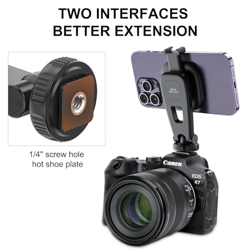 Image of VRIG MG-03 Magnetic Phone Tripod Mount for iPhone and MagSafe Cases | 360 Rotation Cold Shoe, Camera Phone Mount Compatible with iPhone 17 16 15 14 13 12 Series, Phone Holder for Camera, Tripod