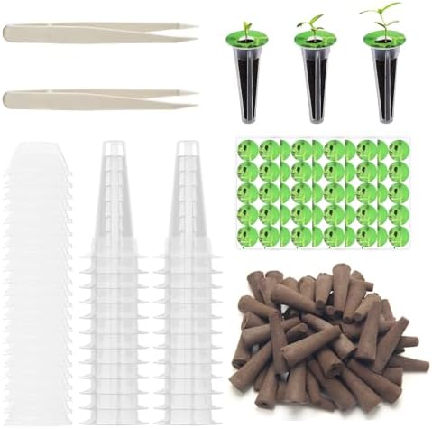 150Pcs Seed Pod Kit for Aerogarden, Anglecai Hydroponics Garden Accessories for Hydroponic Growing System, Grow Anything Kit with 50 Grow Sponge, 50 Pod Label, 24 Grow Basket, 24 Grow Dome, 2 Tweezers
