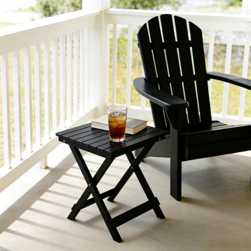 BplusZ Outdoor Small Table Square Folding Wooden Patio Side Table Furniture Table for Adirondack Chair, Balcony, Porch, No Assembly Required, Black by BplusZ - Used condition - Image 3