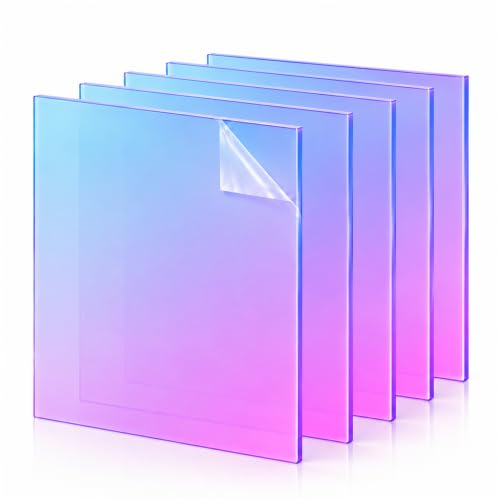 Image of 5Pack Iridescent Acrylic Sheets for DIY Art Projects, Crafting Projects, Display Project, Signs, Painting,11.8x11.8 (2.8mm Thick)
