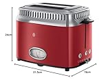 Russell Hobbs 21680-56 Toaster Retro Ribbon Red, Retro Countdown-Anzeige, Schnell-Toast-Technologie, 1300 Watt, rot - 13