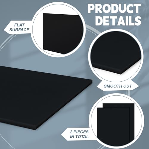 Image of Sasylvia 2 Pcs HDPE Sheet, HDPE Plastic Sheet Flexible High Density Polyethylene Board Solid Plastic Block for DIY Projects for Machining Home(Black,1 /2 inchx4 inchx8 inch)