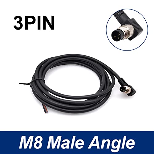 Conector de sensor M8 de 3 pines macho angular con cable de PVC 2 metros 3