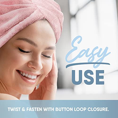 MICRODRY - Ultra-Absorbent Hair Towel Wrap for Long Hair or Short Hair, Quick-Drying Microfiber Hair Towels, Machine-Washable Hair Care Anti Frizz Hair Products, One Size Fits All, 1 Piece, Pink - Thumbnail 6